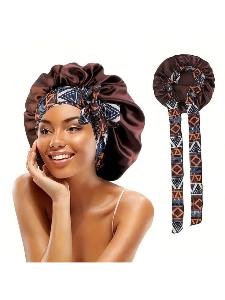 Chic Bohemian Style Satin Headband,  Elastic Hairband & Shower Cap,