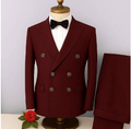 Men’s Double-Breasted Formal Suit – Burgundy
