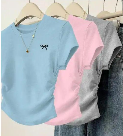 Ladies Bow Tie Design Crop Top Multicolor