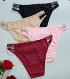 4pcs Women's Romantic Sexy Lace Splicing Thong Elegant Shiny Rhinestone Black Panties