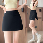 Women’s High-Waist Stretch A-Line Mini Skirt Shorts – Black