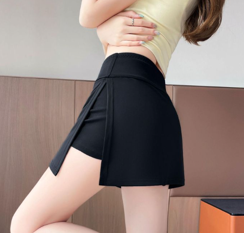 Women’s High-Waist Stretch A-Line Mini Skirt Shorts – Black