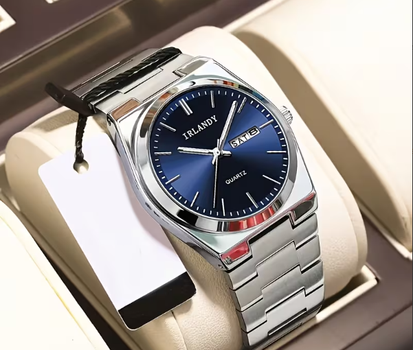 Men’s Minimalist Calendar Dial Stainless Steel Watch