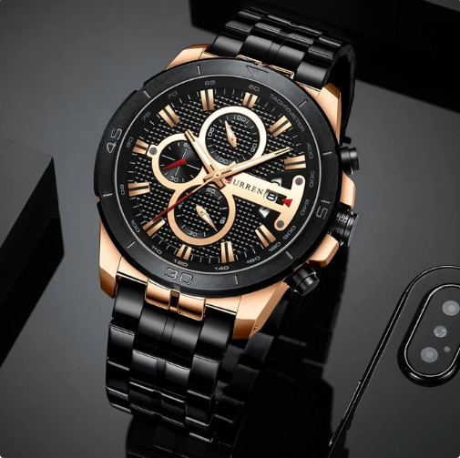 Curren Men Black And Rosegold Chronograph Wristwatch