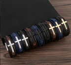 Men’s Vintage Cross Multi-Layer Leather Bracelet