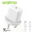 Oraimo Premium Fast Charger Set with Type-C to Lightning Cable