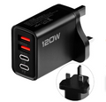 120W Quad-Port Fast Charging Station – Dual PD & Dual USB-A Travel Adapter