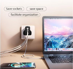 120W Quad-Port Fast Charging Station – Dual PD & Dual USB-A Travel Adapter