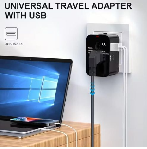 Universal All-in-One Travel Adapter – Worldwide Multi-Plug with Dual USB Ports