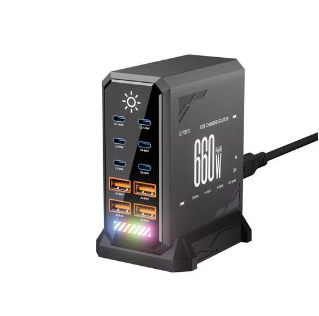 660W Ultra-High Power GaN Charging Station – 10-Port USB-C & USB-A Fast Charging