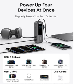 Anker Prime 27,650mAh Power Bank (250W) – Ultra-High Speed Laptop Charger with Smart Digital Display