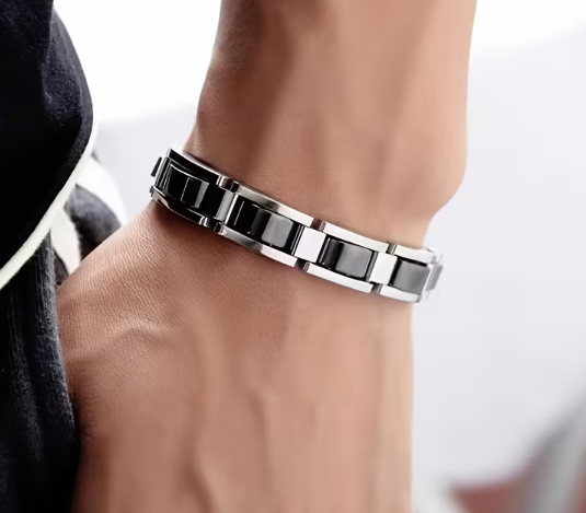 The Obsidian Edge Stainless Steel Bracelet