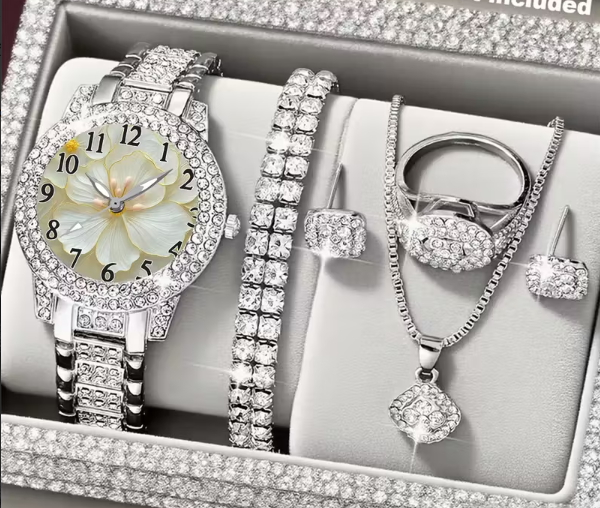 Women’s 6-Piece Elegant Watch & Jewelry Set