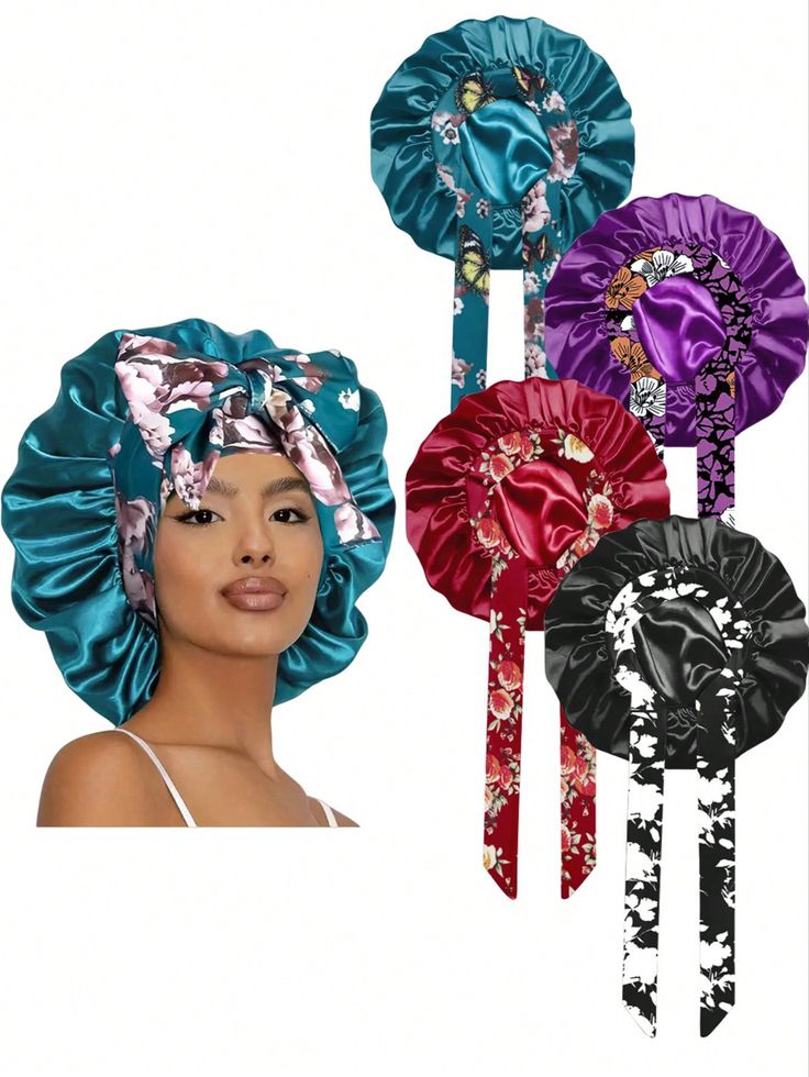 Chic Bohemian Style Satin Headband,  Elastic Hairband & Shower Cap,